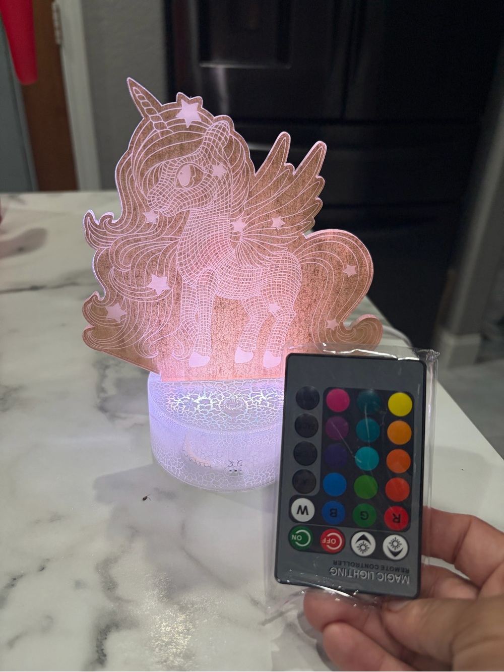 Unbranded Pink Unicorn LED Night Light with Remote